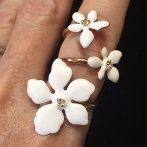 Send Flowers!  Adjustable enamel/crystal ring